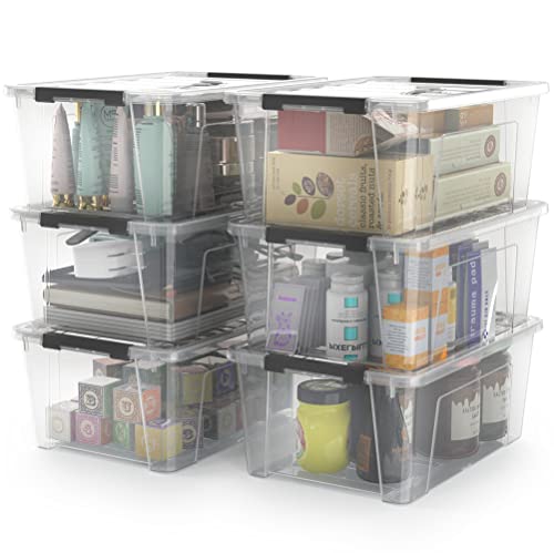 Clear Plastic Storage Bins with Lids and Handles 5-Quart 6-Pack