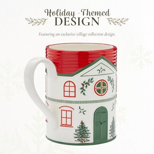 Spode Christmas Village Mug 14oz Red Festive House Holiday Coffee Cup