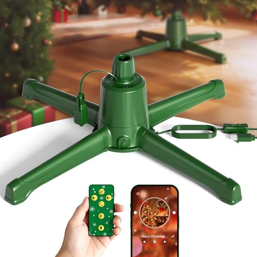 COOLWUFAN 9ft Rotating Christmas Tree Stand with Remote & Music, 120lb Capacity