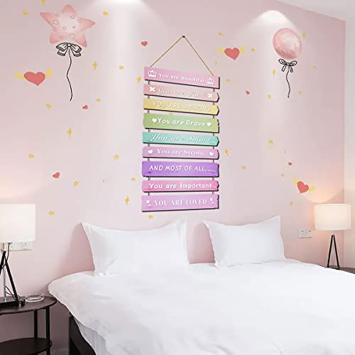 Inspirational Wooden Wall Art Hanging Plaque for Girls Bedroom Decor