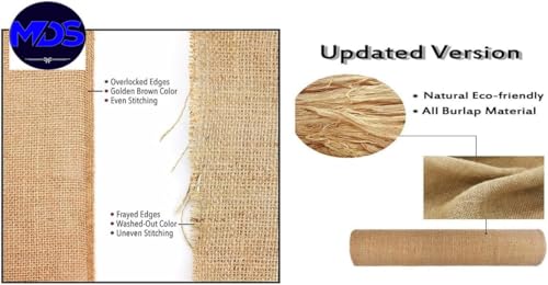 Natural Burlap Table Runners 12 x 108 Inches Pack of 12 - Rustic Farmhouse Decor