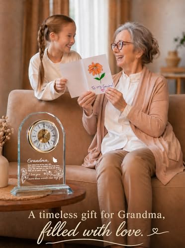 Grandma Gifts from Granddaughter Grandson - Birthday Glass Clock - WinTaim