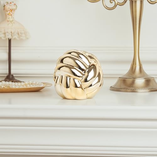 Small Gold Ceramic Knot Decor, Minimalist Modern Tabletop Ornament