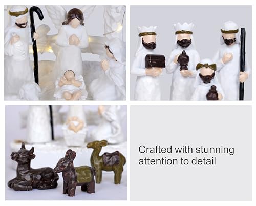 14-Piece LED Lighted Christmas Nativity Scene Set with Manger & Holy Family