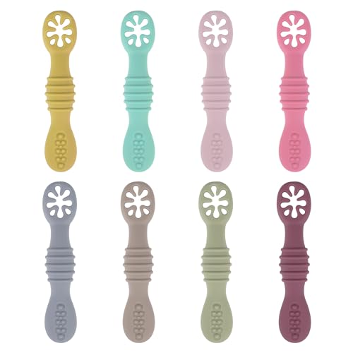 8-Piece Silicone Baby Weaning Spoons Set for Self Feeding and Solids