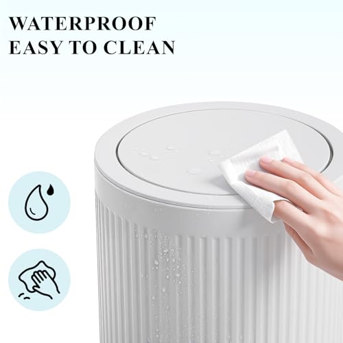 Small Bathroom Trash Can with Lid 2.1 Gallon Plastic Wastebasket
