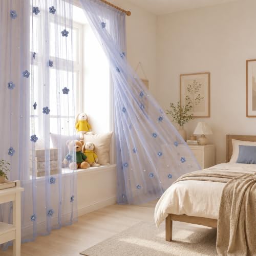 CrystalSylara Blue Pearl Tulle Table Runner 29x120'' Set of 6 Wedding Decor