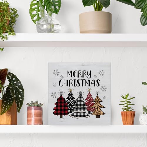 GTGIC Xmas Trees Wooden Sign Decor - Xmas Trees Snowflake Holiday Plaque