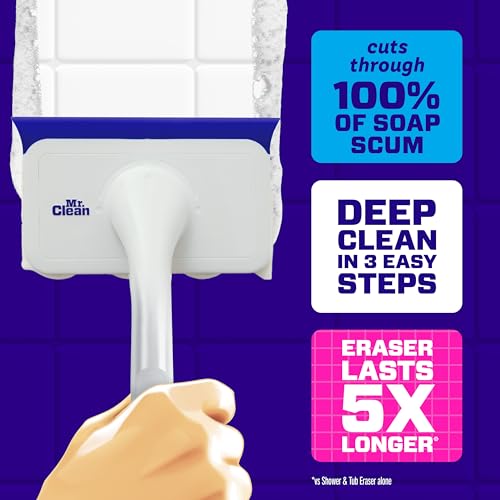 Mr. Clean Shower & Tub Scrubber Lemon Starter Kit with 2 Foaming Magic Erasers