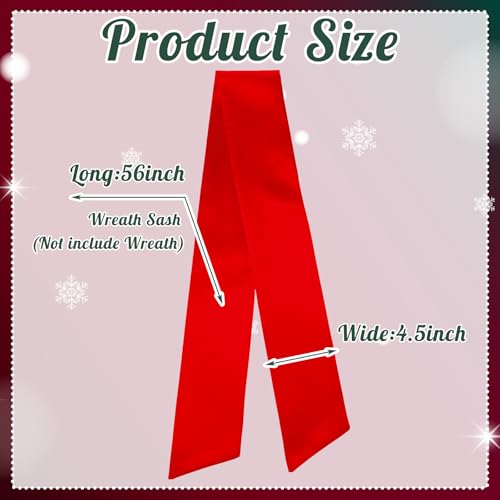 Red Wreath Sash for Front Door 2-Pack Polyester DIY Monogram Sash