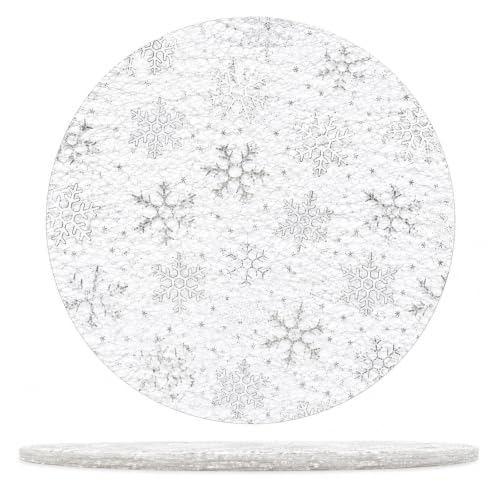 Silver Winter Snowflake Placemats 25-Pack, Disposable Mesh Round Mats