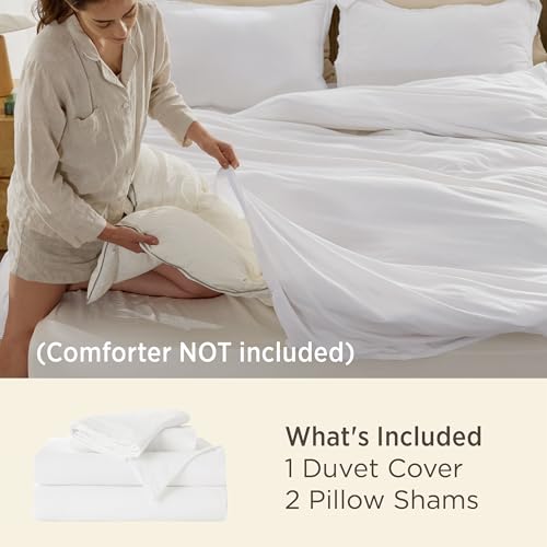 Bedsure White Queen Duvet Cover Set - 3 Piece Soft Microfiber Bedding