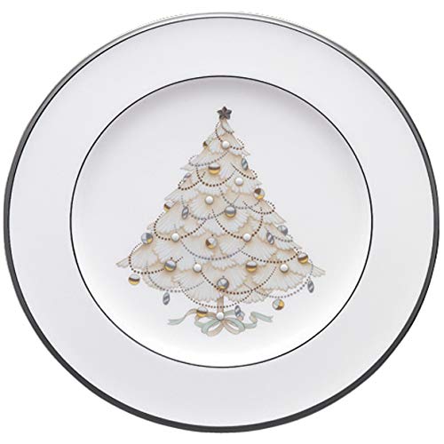 Noritake Palace Christmas Platinum Accent Plates Set of 4, 2 Inch Holiday Dinnerware