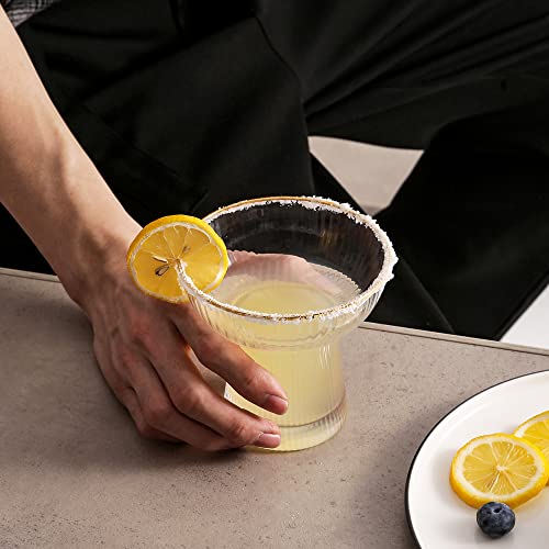 Lysenn Gold Rim Stemless Margarita Glasses Set of 2, 10oz Cocktail Glasses