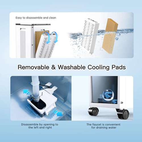 4-in-1 Evaporative Air Cooler & Swamp Cooler with 2-Gallon Tank and Remote