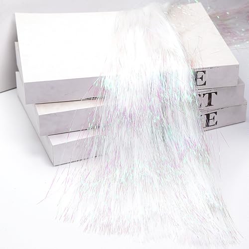 2000 Strands Iridescent Tinsel Icicles - 19.8 Inch Christmas Decorations