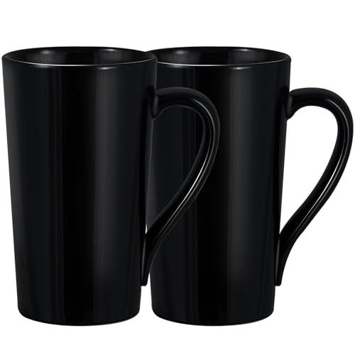 YINUOWEI Black 2-Pack 20oz Ceramic Coffee Mugs Set Large Tall with Handle