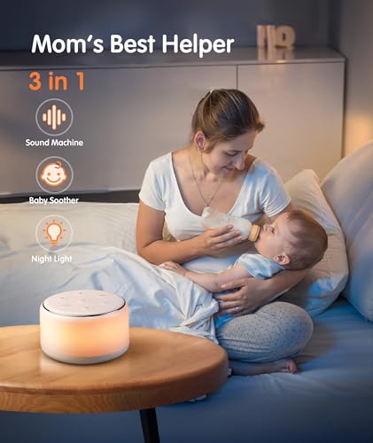 Rechargeable White Noise Machine with Night Light - 34 Soothing Sounds