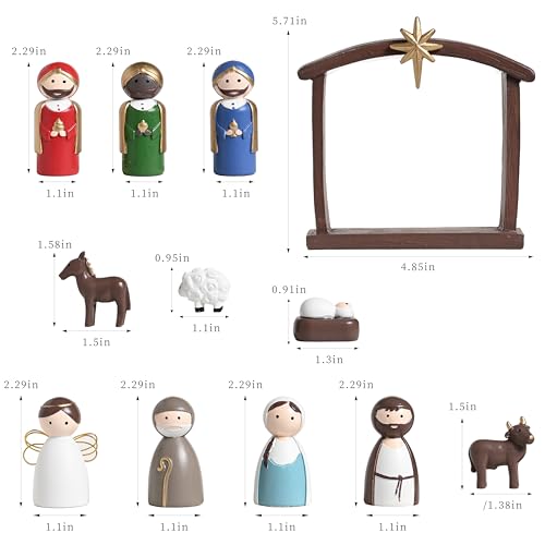 12-Piece Miniature Resin Nativity Set for Christmas Indoor Home Decor