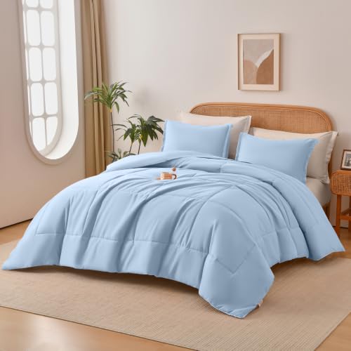 Lightweight Summer Comforter - Sky Blue Twin, 90x68 inches
