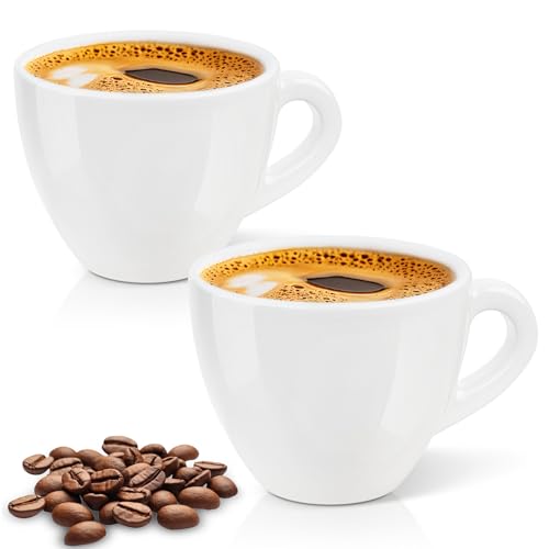 Pilnocok Ceramic Espresso Cups Set of 2 - 2.5 oz White Demitasse Coffee Mugs