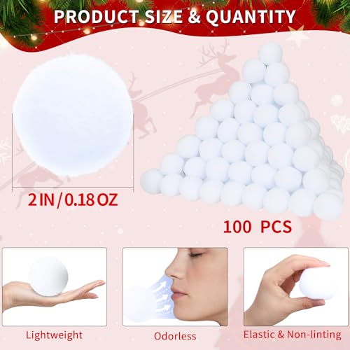 100-Pack Soft Indoor Fake Snowballs - Snow Fight Toy Set for Kids & Family