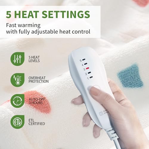 Electric Heated Blanket 50x60 with 4 Heat Levels & Auto Off