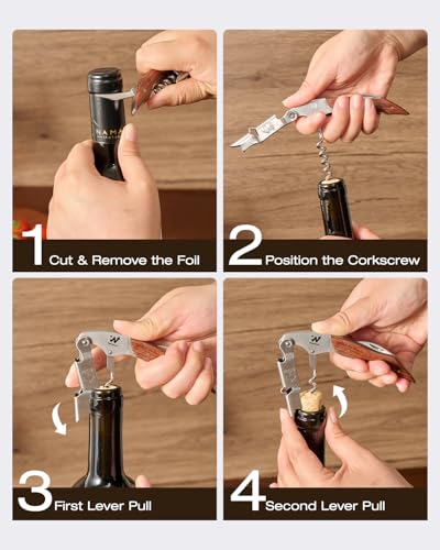 Brown Wood Wine Key for Bar & Wine Lovers - Wellsworth Corkscrew