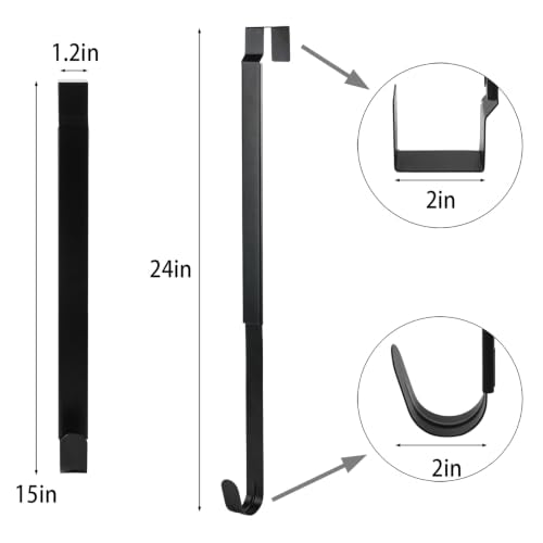 Adjustable Wreath Hanger for Front Door - Heavy Duty 14-24 Inch Over Door Hook