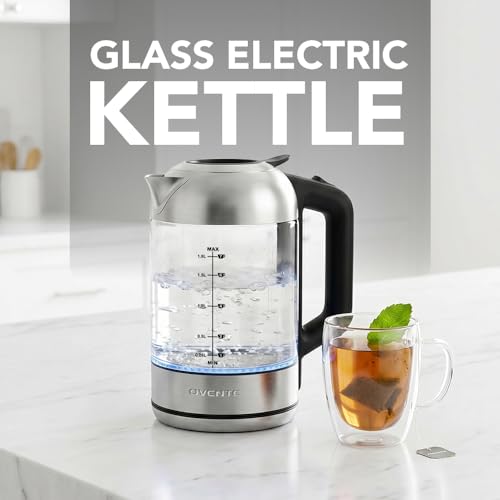 OVENTE 1.8L Glass Electric Kettle - Silver, Fast Boil Water Heater