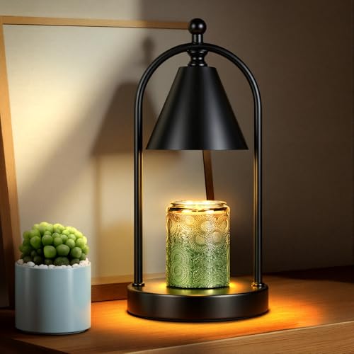 Dimmable Candle Warmer Lamp with Timer & 2 Bulbs - Black