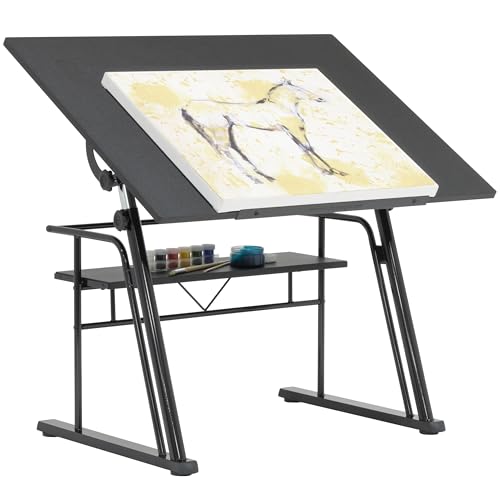 Adjustable Drafting Table with Storage Shelf, 42-Inch Artist Workstation
