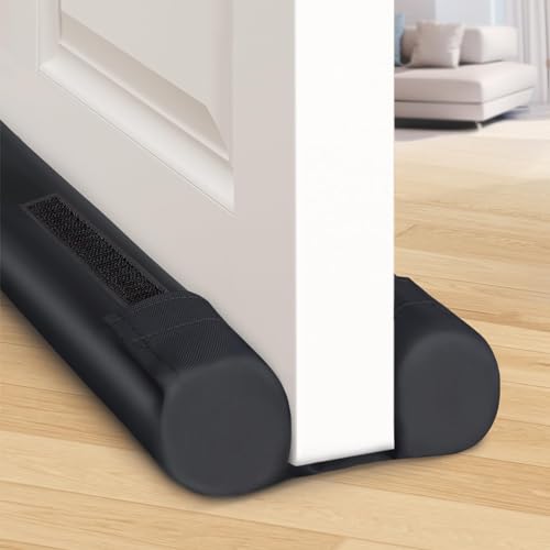 36-Inch Under Door Draft Stopper - Adjustable Door Sweep Gap Filler, Black