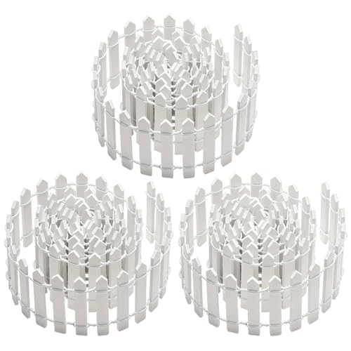 3-Piece Mini Wood Picket Fence for Christmas Village and Fairy Gardens