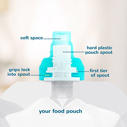 Silicone Food Pouch Tops and Spill Proof Valves with Travel Case