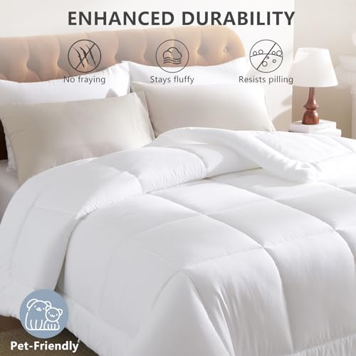 CozyLux Queen Down Alternative Duvet Insert - All Season Bed Comforter, White