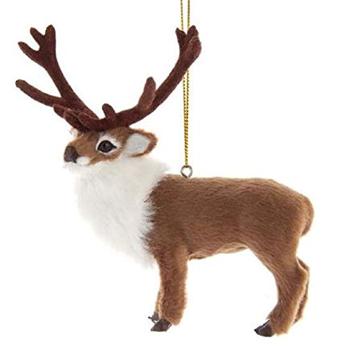Kurt Adler Furry Reindeer Ornament – 4.5 inch Holiday Decor