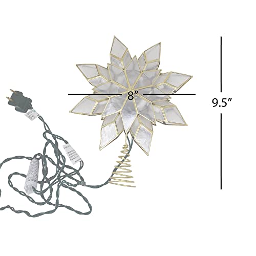 10-Light Pre-Lit Capiz Shell Star Christmas Tree Topper - 9.25 Inch