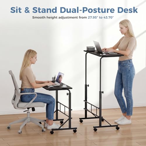 31.5" Adjustable Height Walking Pad Desk - Mobile Rolling Laptop Stand