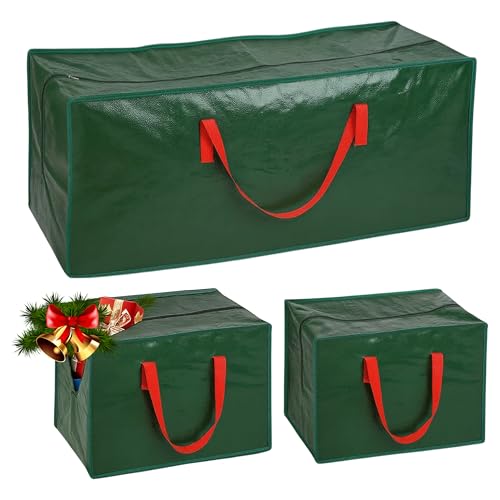 ARSUK 3pcs Christmas Tree Storage Bag 7.5 Ft Green & Black Waterproof Large Capacity with Ornaments Bags