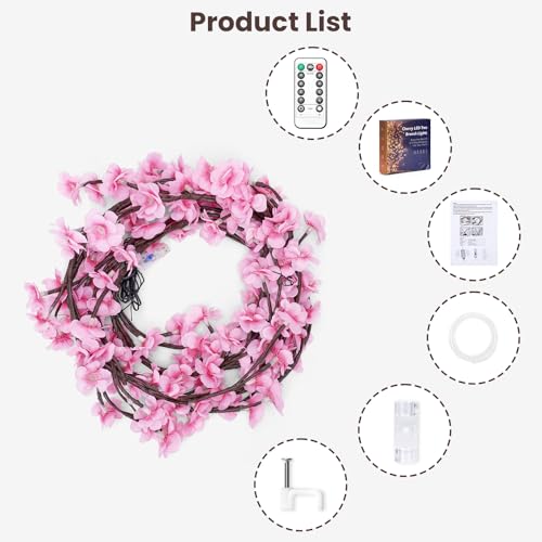LED Cherry Blossom Branch Vine Wall Lights with Remote - 47 Inch