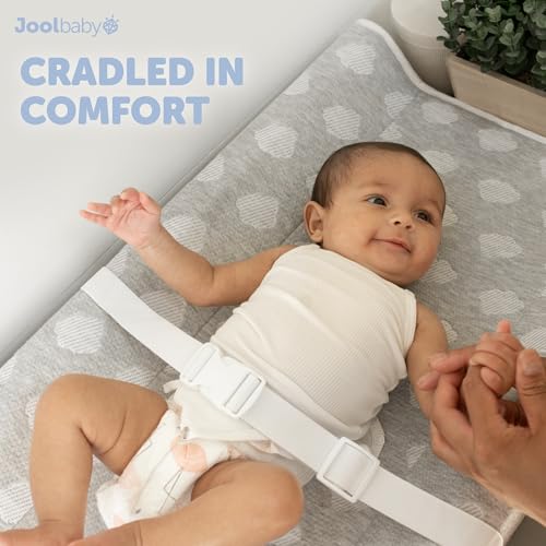 Contoured Changing Pad with Washable Cover and Safety Strap Gray