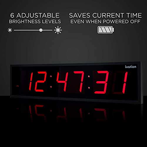 24-Inch Oversized LED Digital Wall Clock with Remote, Timer, and Temperature