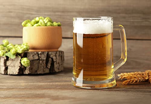Glass Beer Mugs Set of 4, 12.7 Oz Large Drinking Glasses with Handles