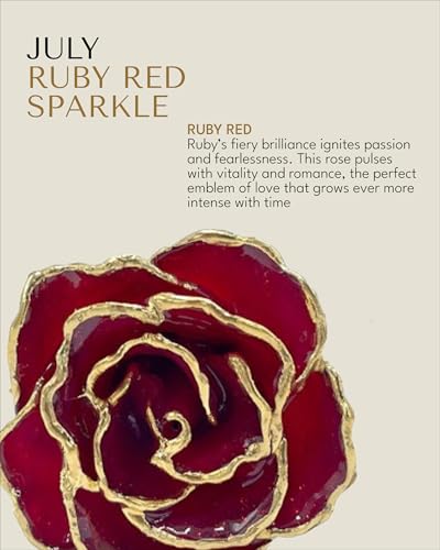 Forever Rose Hand-Dipped in 24K Gold - July Ruby Birthstone Gift