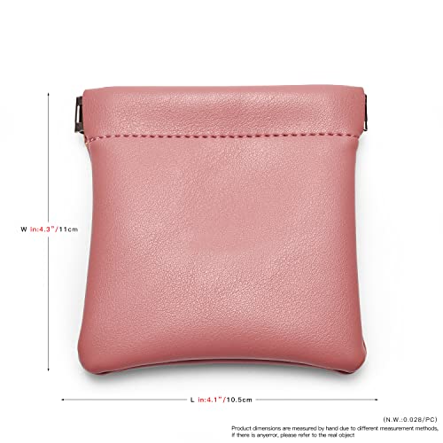 Woodten Large Pink PU Leather Travel Jewelry Pouch 4.21x4.33 inch
