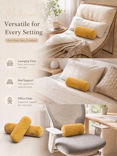 Corduroy Lumbar Pillow - 6x14 Inch Neck Roll for Support