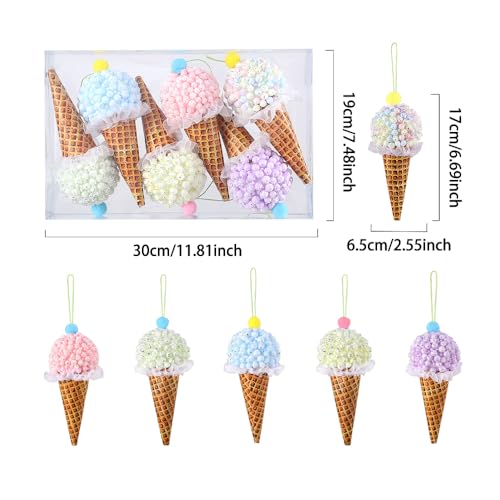 Pink Ice Cream Christmas Tree Ornaments 6Pcs Pastel Macaron Foam Pendants