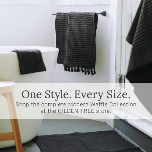 Waffle Weave Hand Towels with Tassel Fringe, 20x35 Inch, 2 Pack, Cream