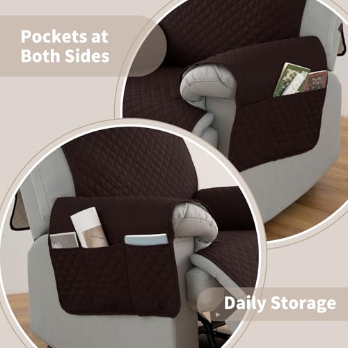 Waterproof Recliner Chair Cover 23.6" with Non-Slip Design & Pockets